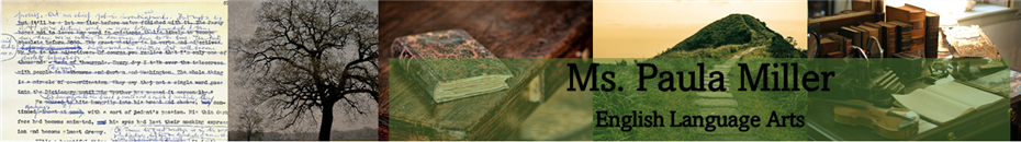 Ms. Miller's Title and images related to books, writing, and nature